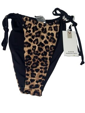 Good American NEW  Size 1 Hi Hi Tanga Swim Bottom Leopard Print reversible